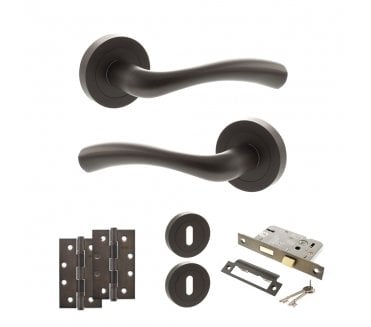 STATUS Texas Door Handle Lock Pack (4 Slim Knuckle Hinges x2) - Urban Dark Bronze