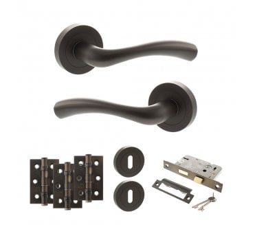 STATUS Texas Door Handle Lock Pack (3 Ball Bearing Hinges x3) - Urban Dark Bronze