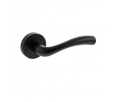 STATUS Texas Lever Door Handle on Round Rose - Matt Black