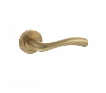 STATUS Texas Lever Door Handle on Round Rose - Satin Brass