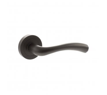 STATUS Texas Lever Door Handle on Round Rose - Urban Dark Bronze