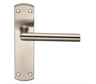 Steelworx CSLP Mitred Door Handles On Backplate - Satin Stainless Steel