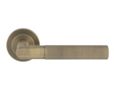 Steelworx SWL1169AB Crown Knurled Handles on Rose - Antique Brass
