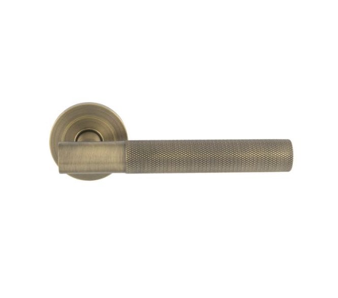 Steelworx SWL1171AB Galaxy Knurled Handles on Rose - Antique Brass.