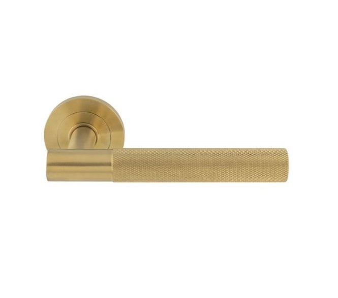 Steelworx SWL1171SPVD Galaxy Knurled Handles on Rose - Satin Brass PVD