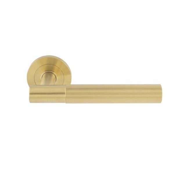 Steelworx SWL1172SPVD Arrow Lined Handles on Rose - Satin Brass PVD