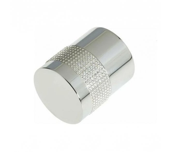 Swarovski 2012 Crystal Cylinder Mortice Knobs - Silver Band - Polished Chrome