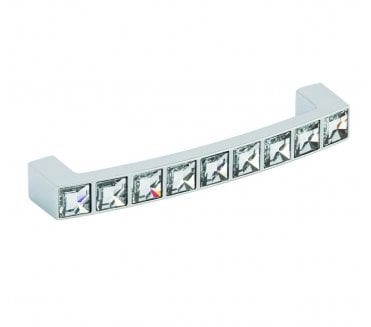 Swarovski Square Crystals Cabinet Pull Handles 107mm - Polished Chrome