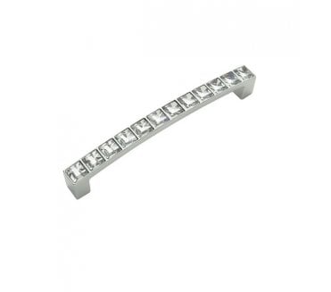 Swarovski Square Crystals Cabinet Pull Handles 140mm - Polished Chrome