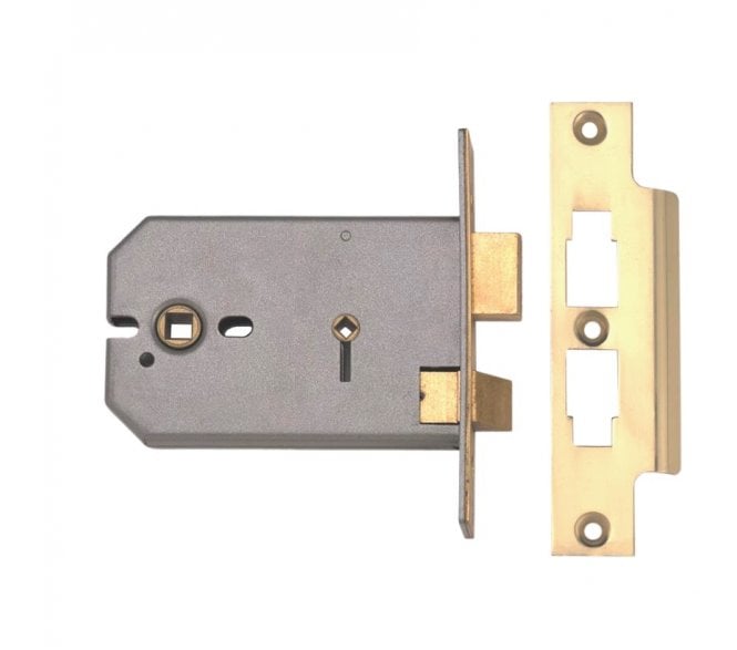 Union 2026 Horizontal Bathroom Lock - 127mm  - Polished Brass