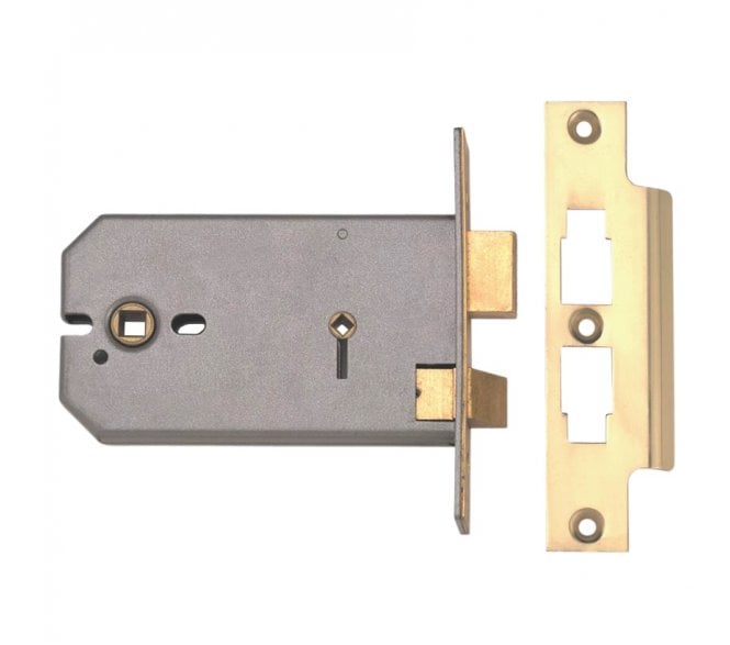 Union 2026 Horizontal Bathroom Lock - 149mm - Polished Brass