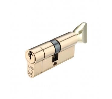 Vier 5-Pin Euro Profile Cylinder & Turn - Polished Brass