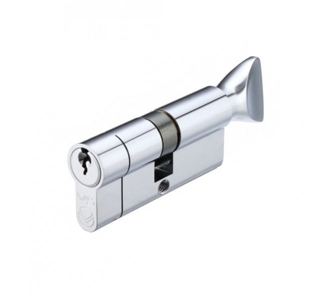 Vier 5-Pin Euro Profile Cylinder & Turn - Polished Chrome