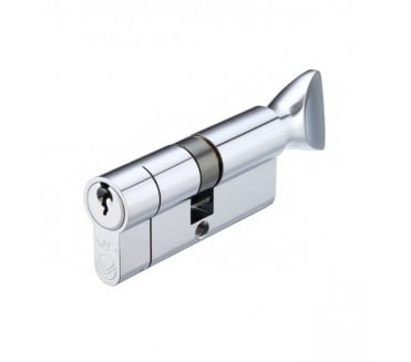 Vier 5-Pin Euro Profile Cylinder & Turn - Polished Chrome
