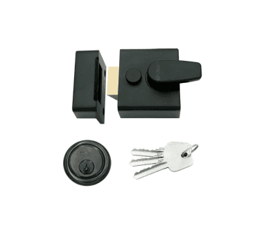 Vier Rim Security Nightlatch 40mm Backset - Matt Black