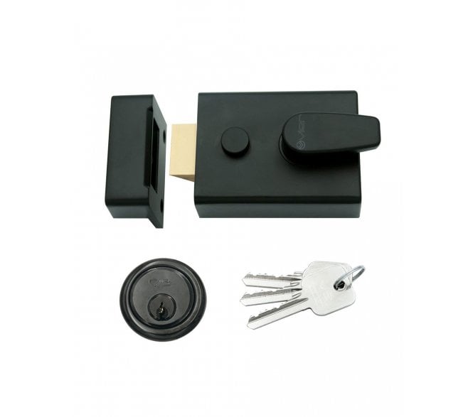 Vier Rim Security Nightlatch 60mm Backset - Matt Black