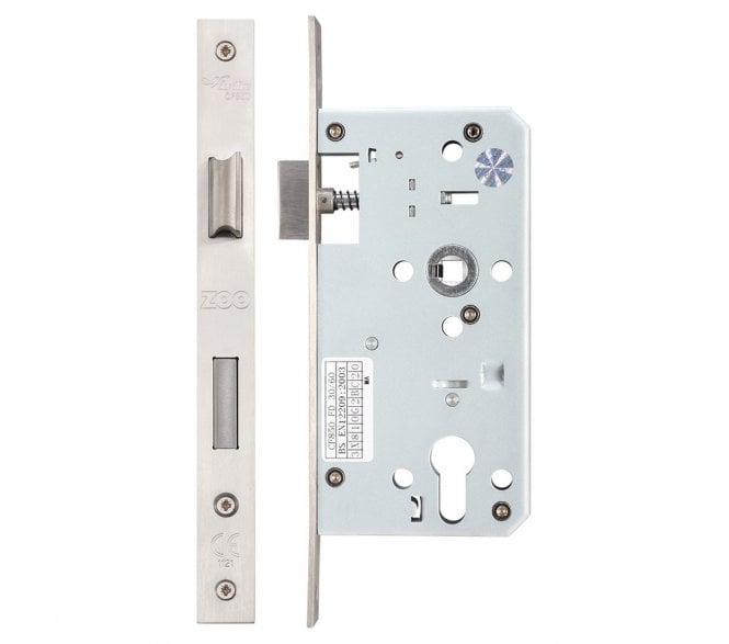 Vier ZDL7255 DIN Euro Profile Sashlock Case 72mm c/c - 55mm Backset - Satin Stainless Steel