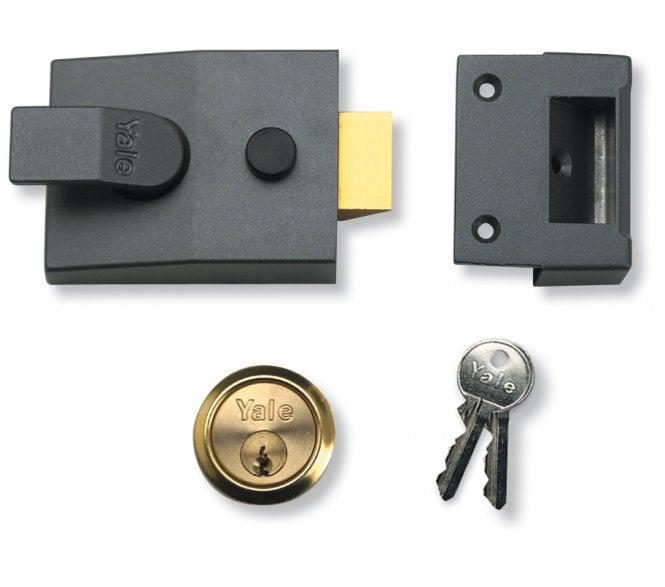 Yale 85 Rim Nightlatch 60mm Narrow  - Dark Grey Case (Brass Cylinder)