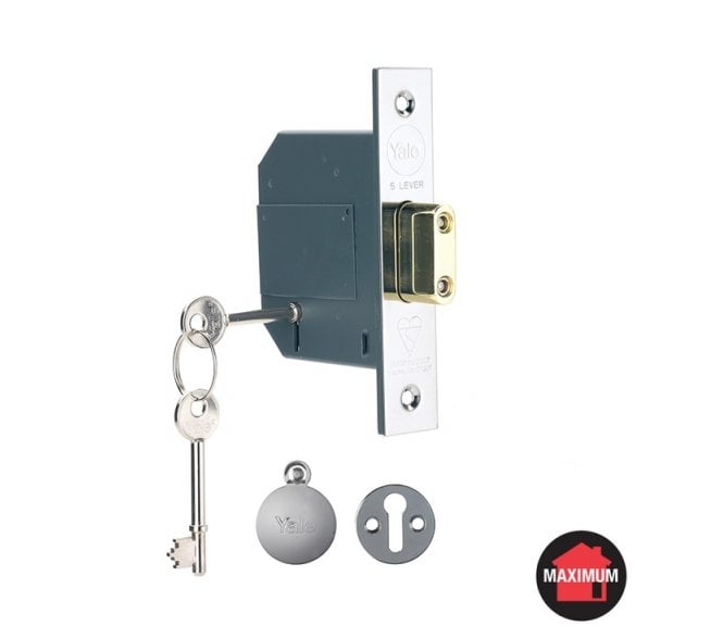 Yale M562 5-Lever BS3621 Mortice Deadlock 63mm - Polished Chrome