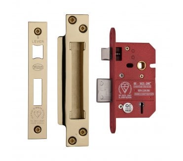 York British Standard 5-Lever Sashlocks - Polished Brass