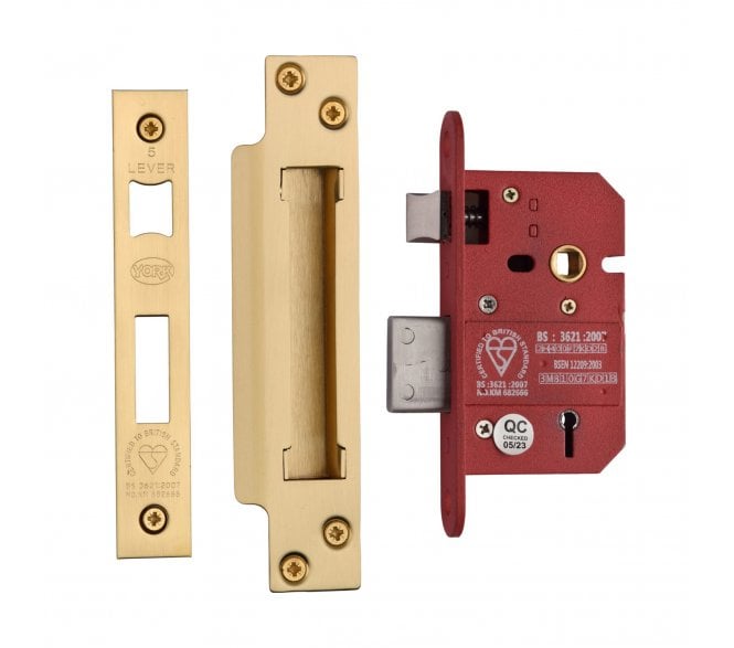 York British Standard 5-Lever Sashlocks - Satin Brass