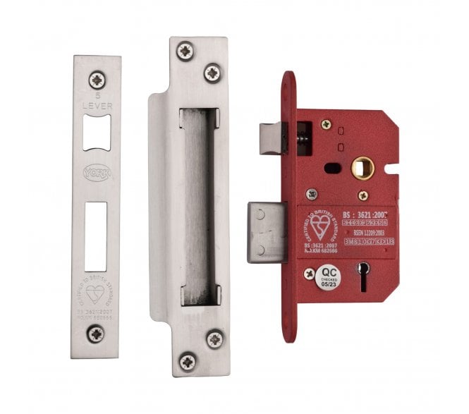 York British Standard 5-Lever Sashlocks - Satin Nickel/ Chrome