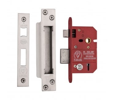 York British Standard 5-Lever Sashlocks - Satin Nickel/ Chrome