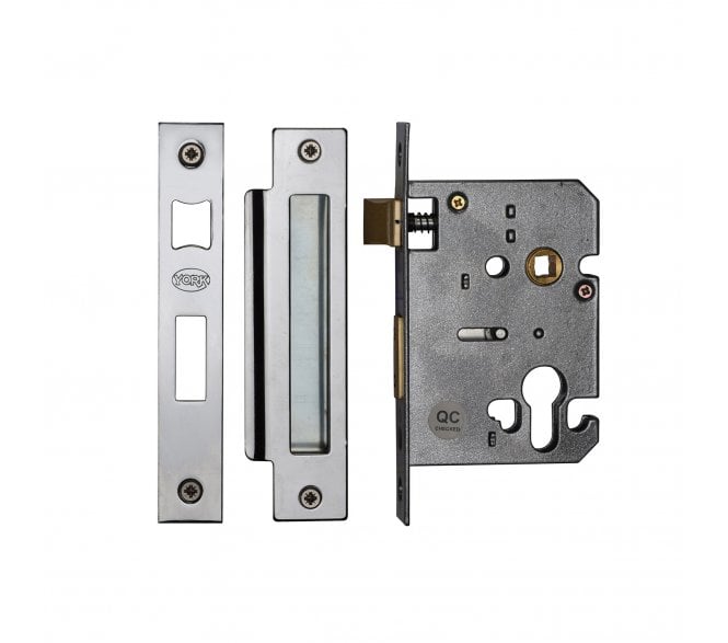 York Euro Profile Mortice Sashlocks - Polished Chrome/Polished Nickel