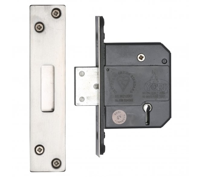 York YKBSDL 5-Lever British Standard Mortice Deadlock & Keys - Satin Chrome/Nickel