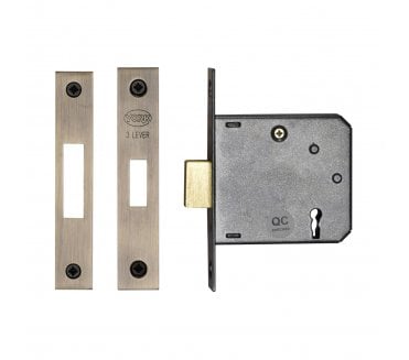 York YKDL33N 3-Lever Mortice Deadlock 76mm - Antique Brass