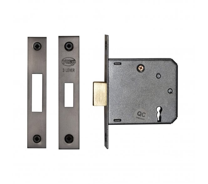 York YKDL33N 3-Lever Mortice Deadlock 76mm - Matt Bronze