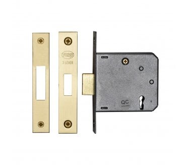 York YKDL33N 3-Lever Mortice Deadlock 76mm - Polished Brass