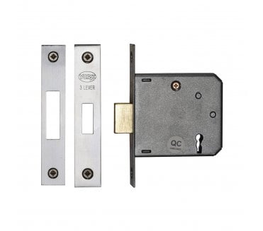 York YKDL33N 3-Lever Mortice Deadlock 76mm - Polished Chrome/Nickel