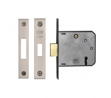 York YKDL33N 3-Lever Mortice Deadlock 76mm - Satin Chrome/Nickel