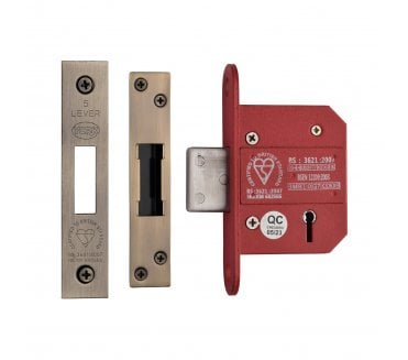 York YKDLBS British Standard 5-Lever Mortice Deadlock - Antique Brass