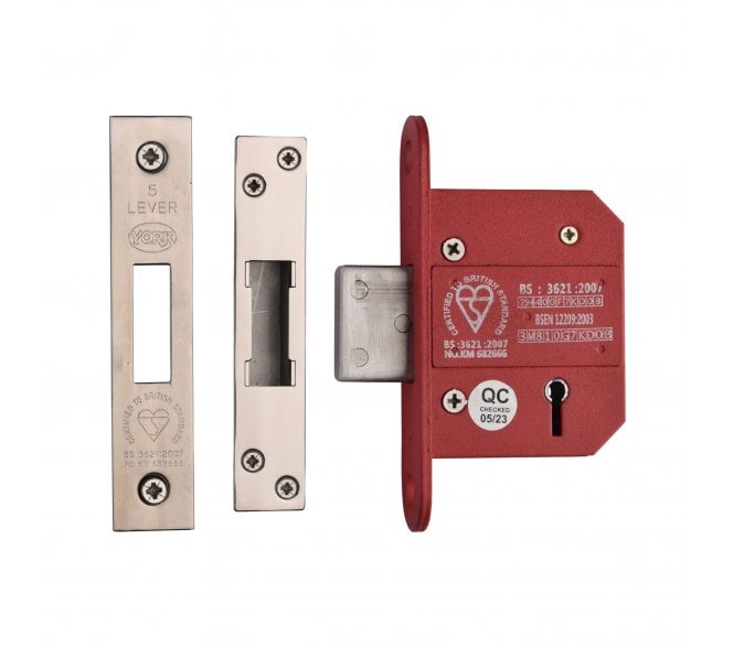 York YKDLBS British Standard 5-Lever Mortice Deadlock - Polished Chrome/Polished Nickel
