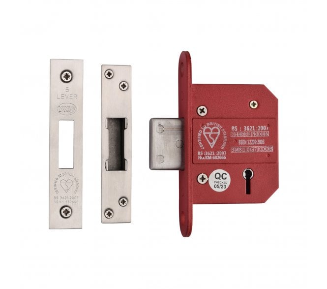York YKDLBS British Standard 5-Lever Mortice Deadlock - Satin Nickel/Polished Nickel