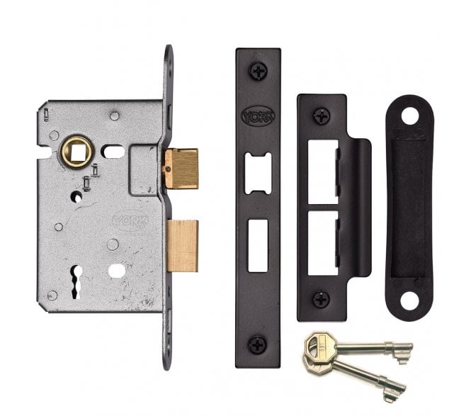 York YKSL 3-Lever Mortice Sashlock & Keys - Matt Black