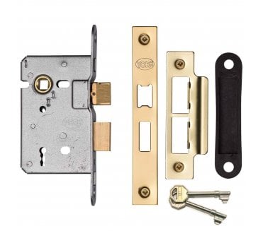 York YKSL 3-Lever Mortice Sashlock & Keys - Polished Brass