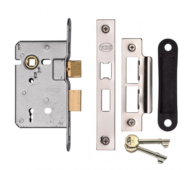 York YKSL 3-Lever Mortice Sashlock & Keys - Polished Chrome/Polished Nickel