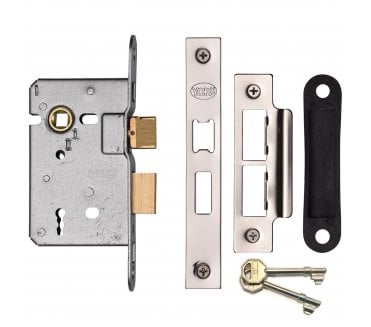 York YKSL 3-Lever Mortice Sashlock & Keys - Polished Chrome/Polished Nickel