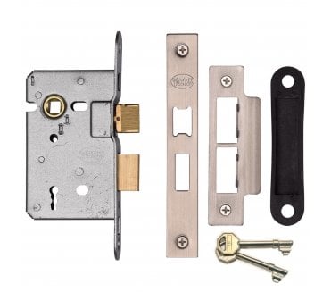 York YKSL 3-Lever Mortice Sashlock & Keys - Satin Nickel/Satin Chrome