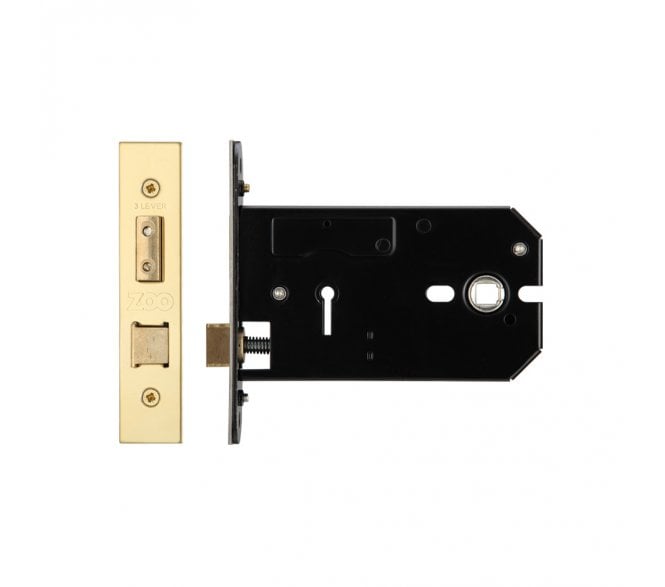 Zoo Hardware 127mm Horizontal 3-Lever Mortice Lock - PVD Brass