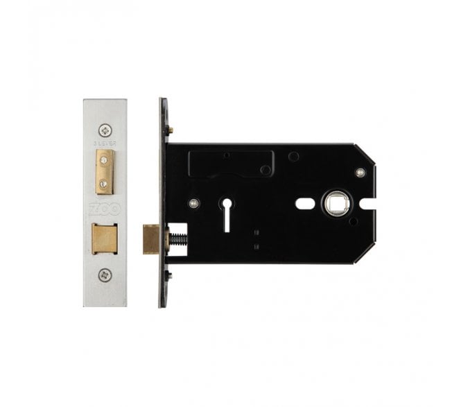 Zoo Hardware 127mm Horizontal 3-Lever Mortice Lock - Satin Stainless Steel
