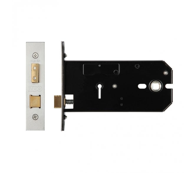 Zoo Hardware 152mm Horizontal 3-Lever Mortice Lock - Satin Stainless Steel