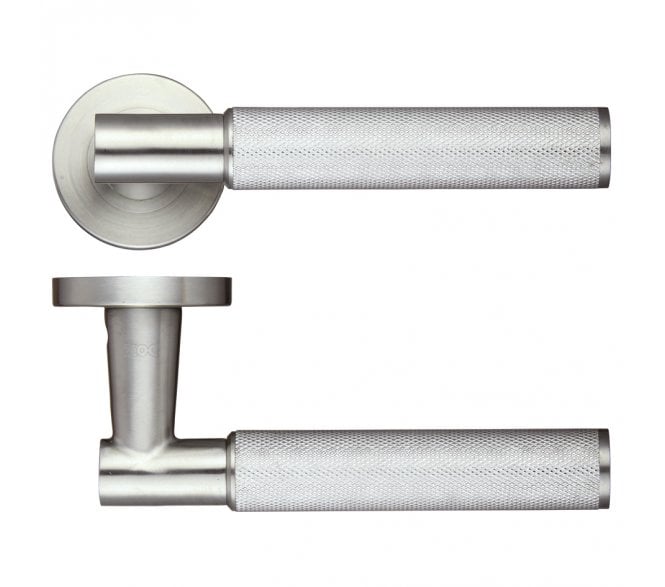 Zoo Hardware Athena Knurled Handle On Rose - Satin Stainless Steel