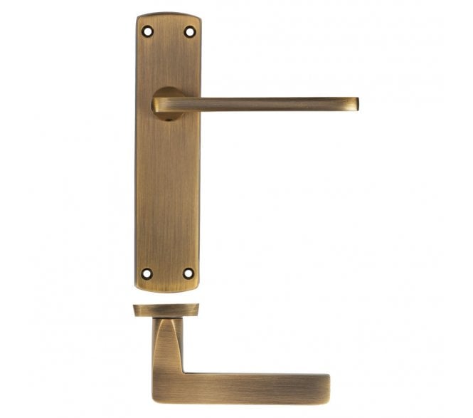 Zoo Hardware Leon Door Handles On Backplate - Antique Brass