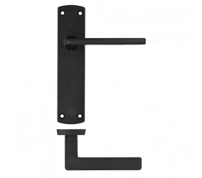 Zoo Hardware Leon Door Handles On Backplate - Matt Black