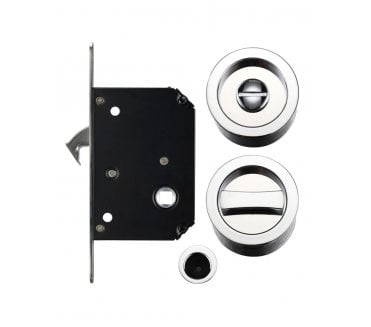 Zoo Hardware Pocket Door Sliding Bathroom Lock Set - Polished Chrome