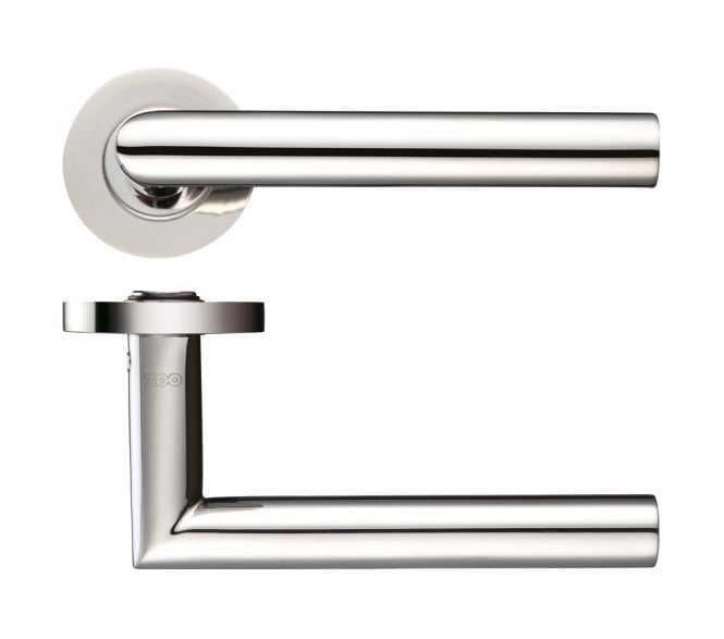 Zoo Hardware ZCS010 Mitred Handle On Rose - Polished Stainless Steel